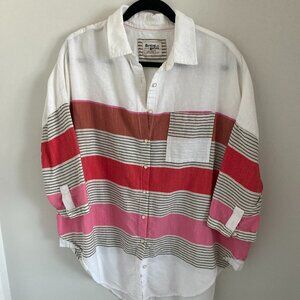 HOLDING HORSES BY ANTHROPOLOGIE WOMEN RELAXED FIT 100% COTTON BUTTON-UP SHIRT